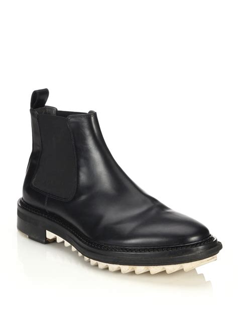 Lyst - Lanvin Abrazivato Leather Chelsea Boots in Black for Men