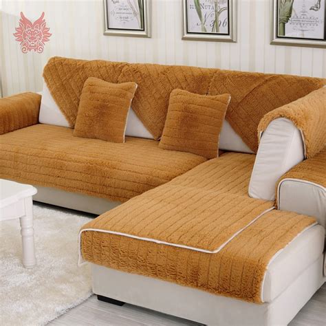 Modern style camel green long fur Sofa cover plush slipcovers winter couch furniture covers capa ...