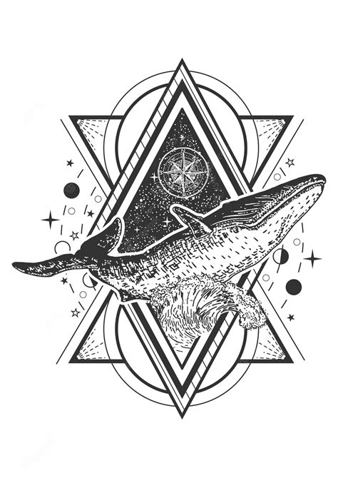 Premium Vector | Whale tattoo art style