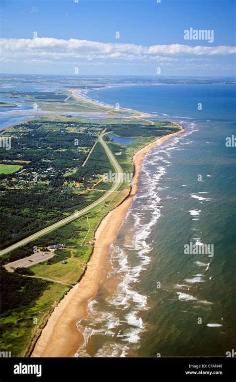 Aerial view of Stanhope coastline, Prince Edward Island National Park ...