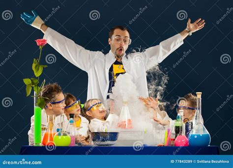 Kids with Crazy Professor Doing Science Experiments in the Laboratory ...