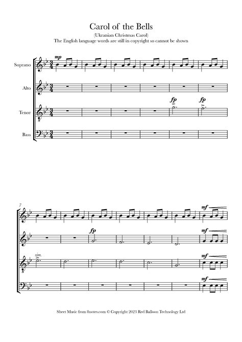 17+ Carol Of The Bells Vocal Sheet Music Pdf - BurtonEunan