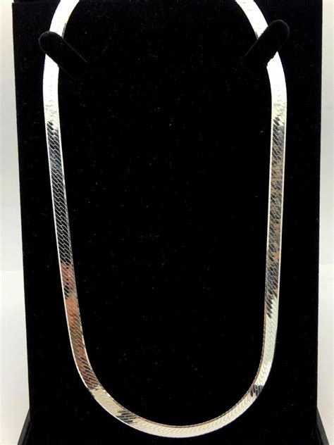 925 Sterling Silver Italian Solid Herringbone Flat Chain Necklace 20" | eBay