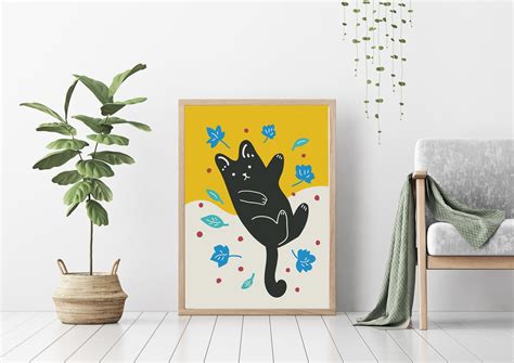 Cute Cat Playing in Fall Leaves INSTANT DOWNLOAD Printable - Etsy