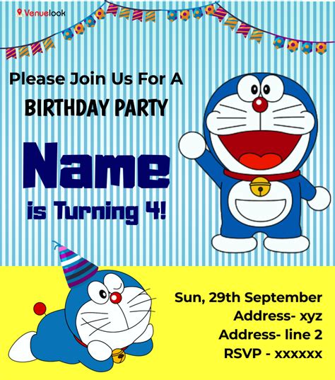 Doraemon Birthday E-Invite | Doraemon, Online invitations, Invitation cards