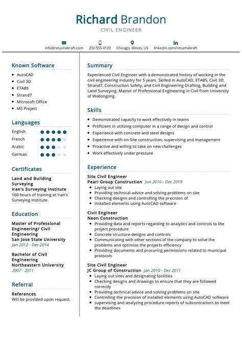 Civil Engineer Resume Example 2021 | Writing Guide & Tips - ResumeKraft