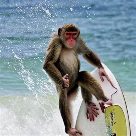 Realistic surfing monkey | OpenArt