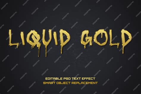 Premium PSD | Liquid gold editable PSD font.