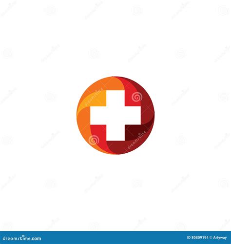 Red Vector Medical Cross Logo. Round Shape Logotype. Religious Sign ...