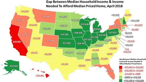 Gap Between Median Household Income & Income Needed To Afford Median ...