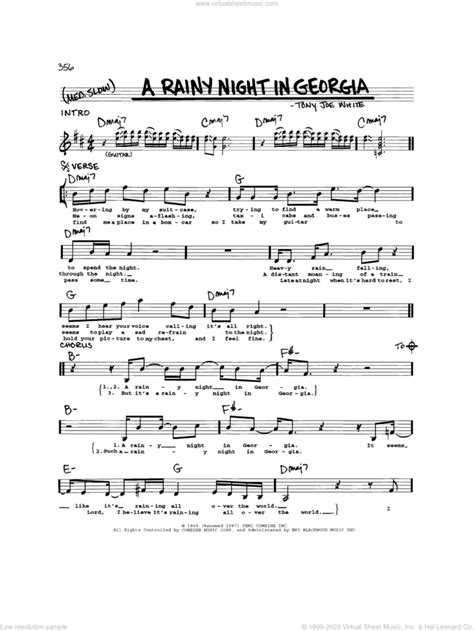 A Rainy Night In Georgia sheet music (real book - melody and chords) (real book)