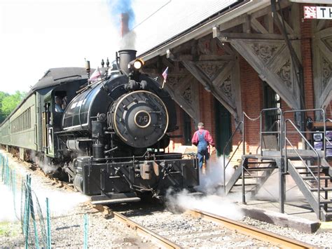 Naugatuck Railroad Part of the Railroad Museum of New England, the train travels along the banks ...