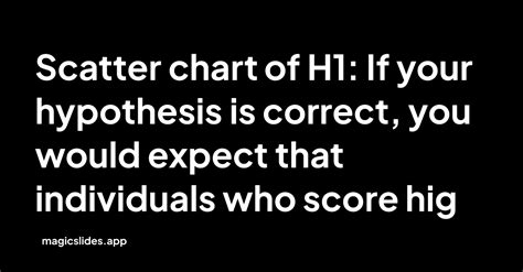 H1: If your hypothesis is correct, you would expect that individuals who score higher on ...