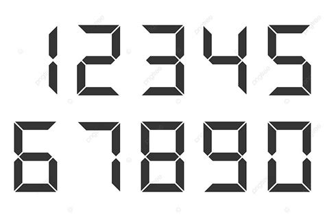 Vector Collection Of Digital Clock Numbers A Series Of Numerals In Digital Format Vector ...