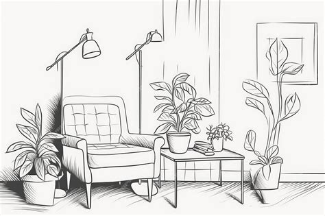 Premium AI Image | Cozy living room in black and white Generative AI