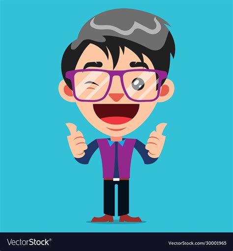 Funny guy cartoon character with glasses Vector Image