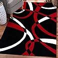 Amazon.com: Persian Area Rugs 2305 Red Black 5'2 x 7'2 Modern Abstract Area Rug,2305 Red 5x7 ...