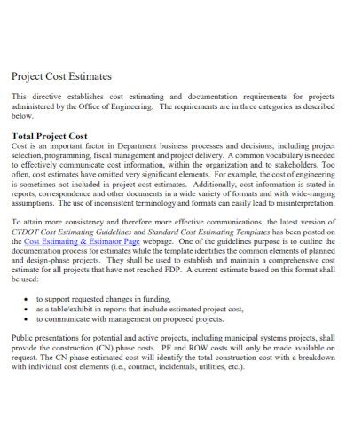 Project Cost Estimate - 10+ Examples, Word, Google Docs, Google Sheets ...