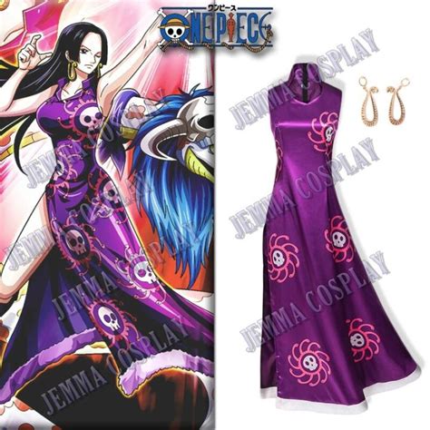 Premium Quality One Piece Cosplay Boa Hancock Costume Anime Purple Dress Qipao Cheongsam ACGN ...