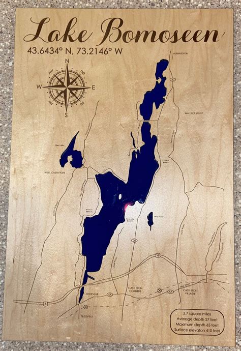 Lake Bomoseen Map | Etsy UK