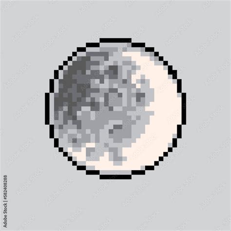 Pixel art illustration moon. Pixelated moon. shiny moon pixelated for the pixel art game and ...