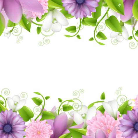 Purple Flowers Clipart Border - Ivory Pirate