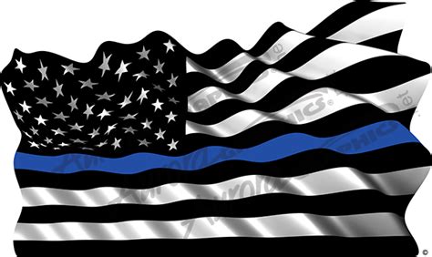Waving American Flag Black Blue Stripe - Aurora Graphics