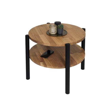 Round coffee table with shelf, oiled, 60 cm Leg colour Dąb olejowany ...