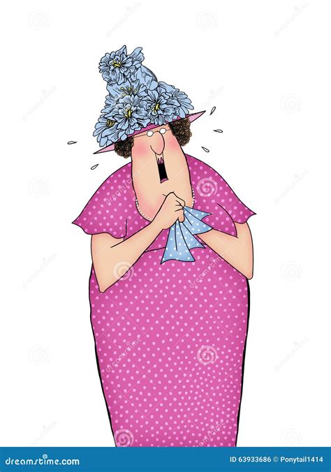 Funny Cartoon Lady Crying And Holding A Handkerchief Stock Illustration ...