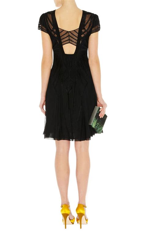 Karen millen Geometric Embroidery Dress in Black | Lyst