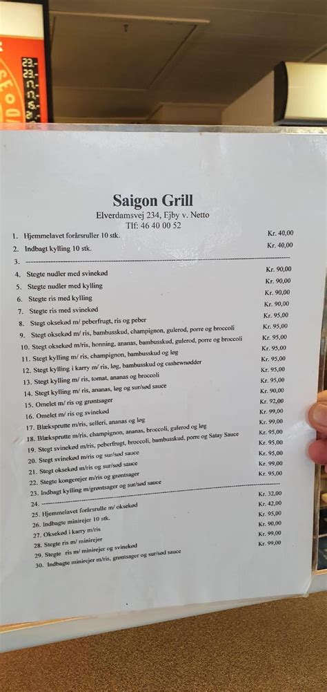 Menu at Saigon Grill restaurant, Kirke Hyllinge