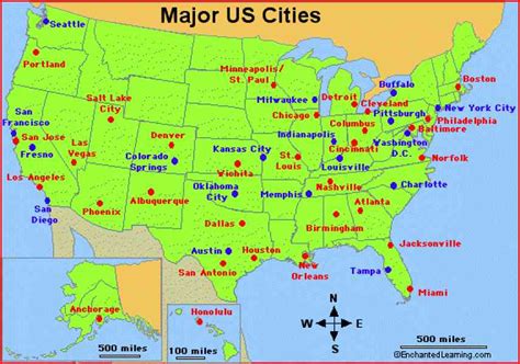 Map United States Major Cities | Holiday Map Q | HolidayMapQ.com