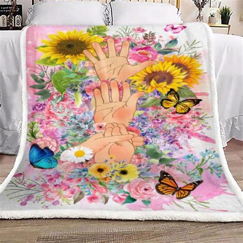 Sunflower Butterfly Hand Fleece Blanket Sherpa Blanket - The Daisy Shop