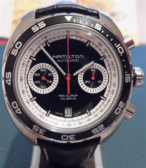 Hamilton Pan Europ Chronograph, Black Dial, Leather Strap