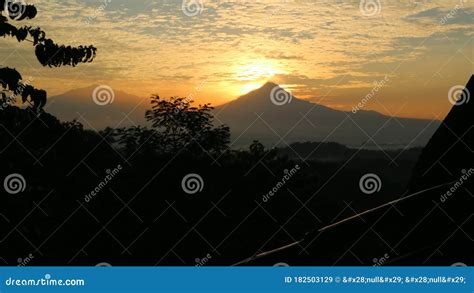 Sunrise between Merbabu and Mount Merapi Stock Image - Image of enjoy ...