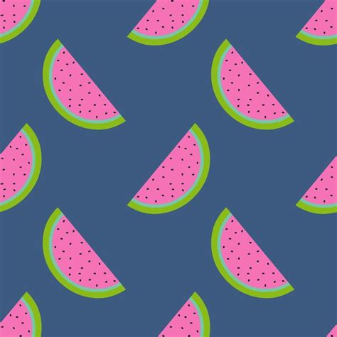 Premium Vector | Slice watermelon seamless vector pattern background isolated on navy blue ...