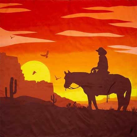 Sunset Cowboy Southwest #2 Silk Scarf - Wyoming Traders