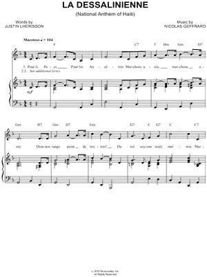 "National Anthem of Haiti" Sheet Music - 1 Arrangement Available ...