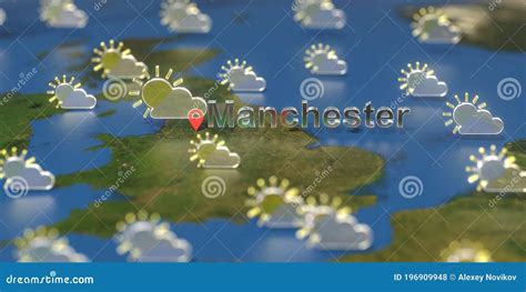 Partly Cloudy Weather Icons Near Manchester City on the Map, Weather ...