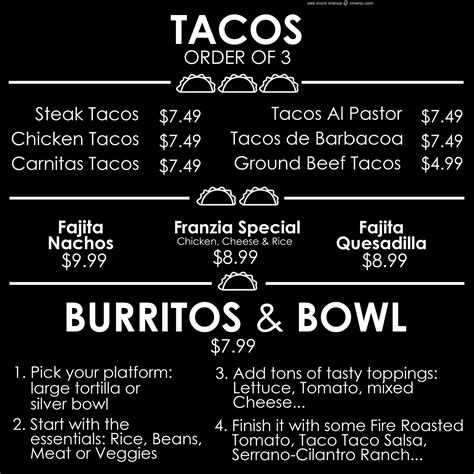 Menu at Taco Taco Fresh Mex restaurant, Poplar Bluff, N Westwood Blvd