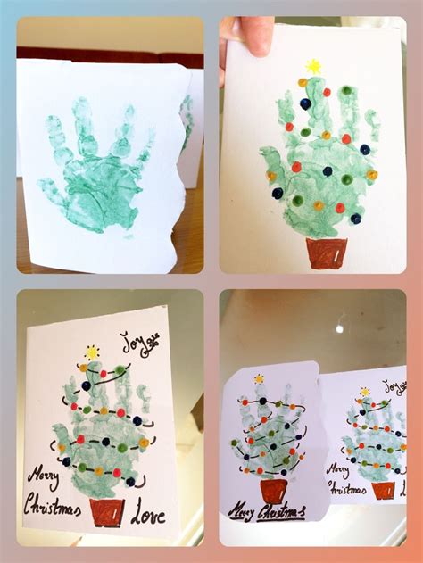 Handmade Christmas cards/baby hand print to much fun!by:Esther Carreira | Print christmas card ...