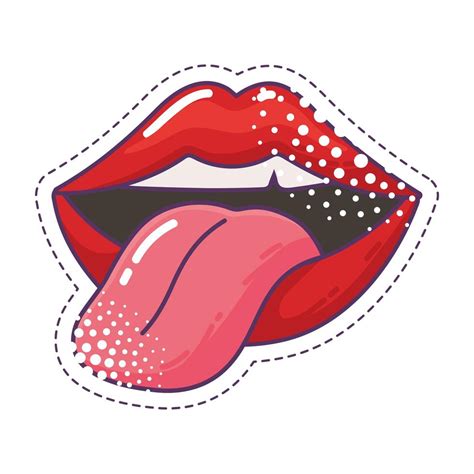 female mouth and tongue out pop art element sticker icon 1833624 Vector Art at Vecteezy