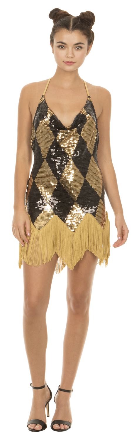 Suicide Squad Harley Quinn Sequin Chemise Costume Dress with Fringe. - Walmart.com