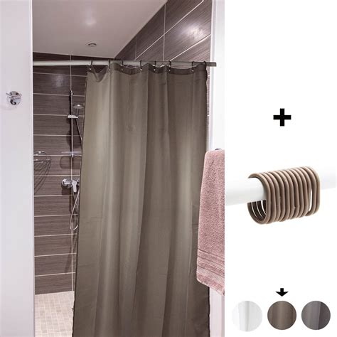 Mildew Resistant Small Stall Shower Curtain Liner Narrow Size 48 W x 72 H Inch 8 Matching Rings ...