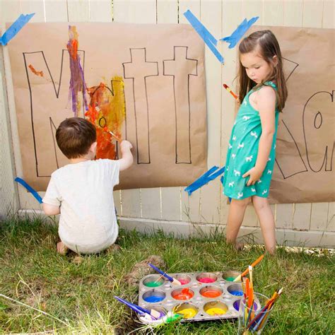 Outdoor Name Art Painting Activity for Kids - Sunshine Billingual The Blog