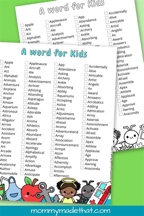 A Words for Kids (Words that Begin with Letter A)