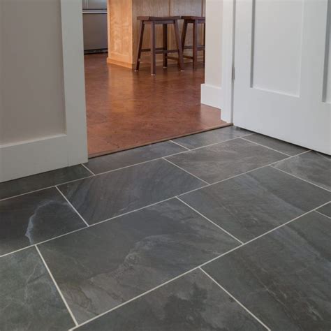 mudroom primitive anthracite 13x19 dark gray slate tile light grout ...