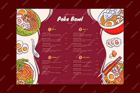 Free Vector | Hand drawn poke bowl menu template