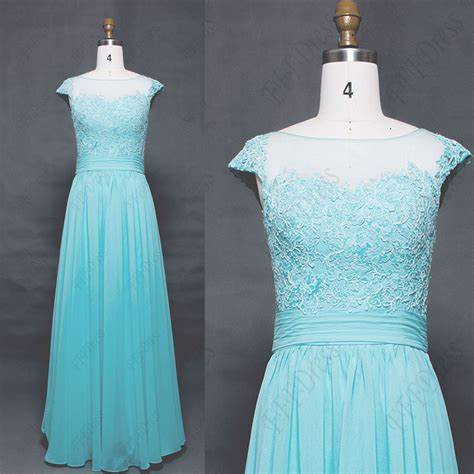 Light aqua blue long prom dresses cap sleeves – MyPromDress