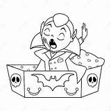 Count Dracula For Halloween Coloring Page Vampire Waking Up To Coffin  sketch template
